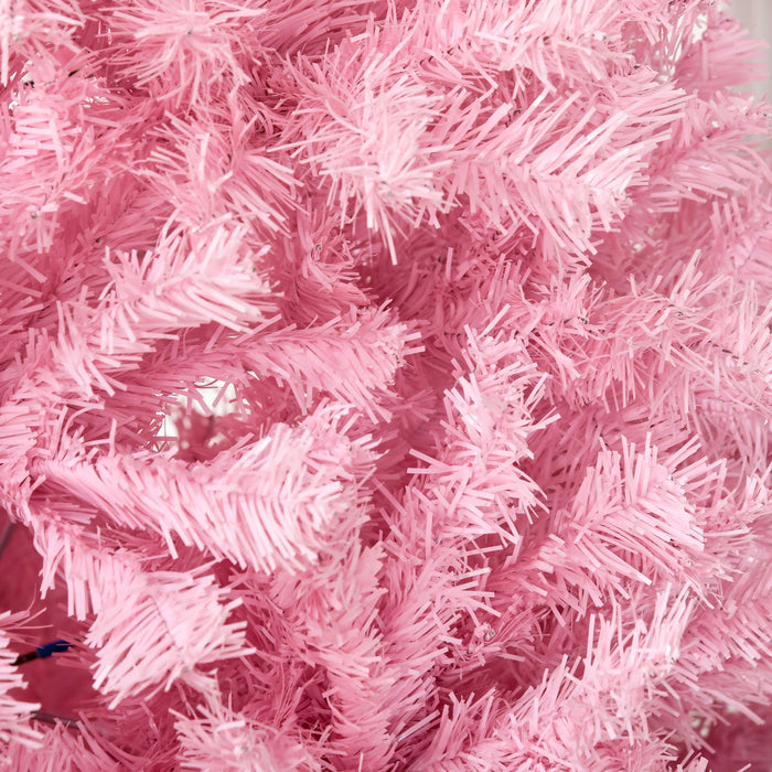 Homcom 5' Artificial Christmas Tree With Auto Open, Wide Shape, Pink
