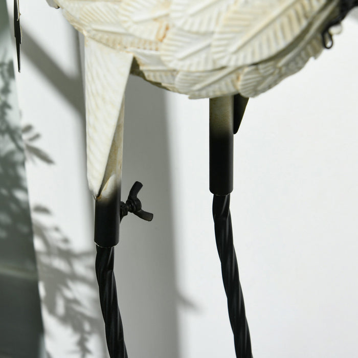Outsunny 2pcs Heron Garden Statues Metal Yard Art Bird Sculptures, White