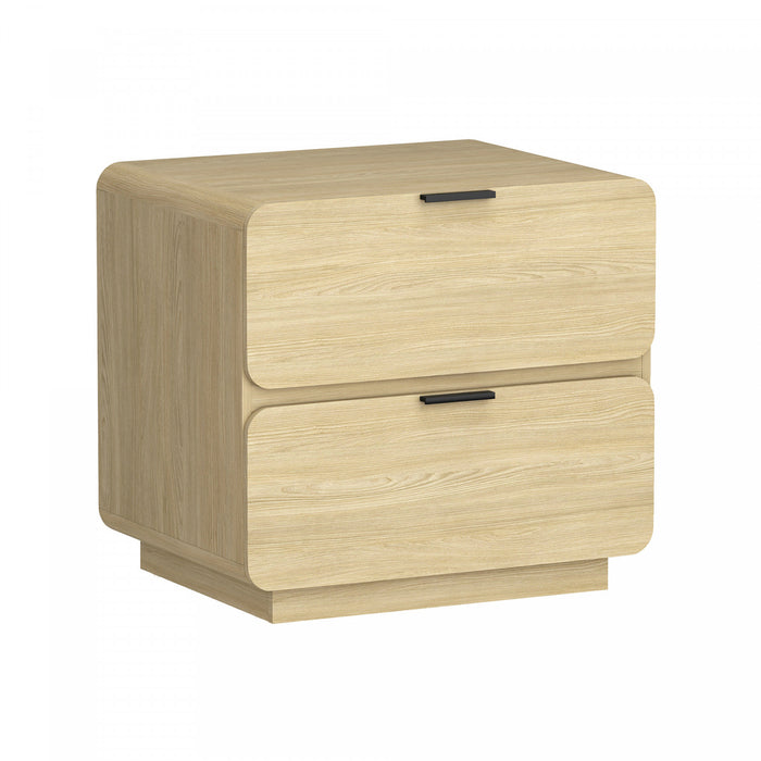 Chrystie Contemporary Modern 26\" Nightstand in Natural (2-Drawer) - Set of 2