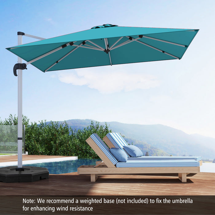 Costway 10 FT Patio Cantilever Umbrella Outdoor Aluminum Hanging Offset Umbrella w/ 360° Rotation Blue