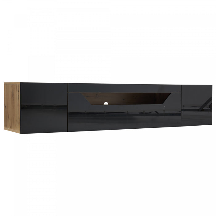 Oliver Wall-Mounted TV Cabinet with LED Lighting Storage,Black