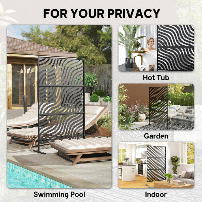 Outsunny Outdoor Privacy Screen, Freestanding Outdoor Divider, Black