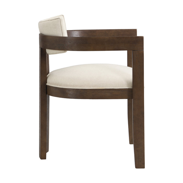 Evelyn Rubberwood Dining Chair with Armrests and Upholstery Seating Set of 2,Walnut