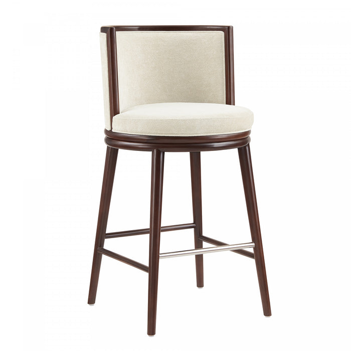 Evalyn Modern Wood Upholstered Barstool in Cream - Set of 3
