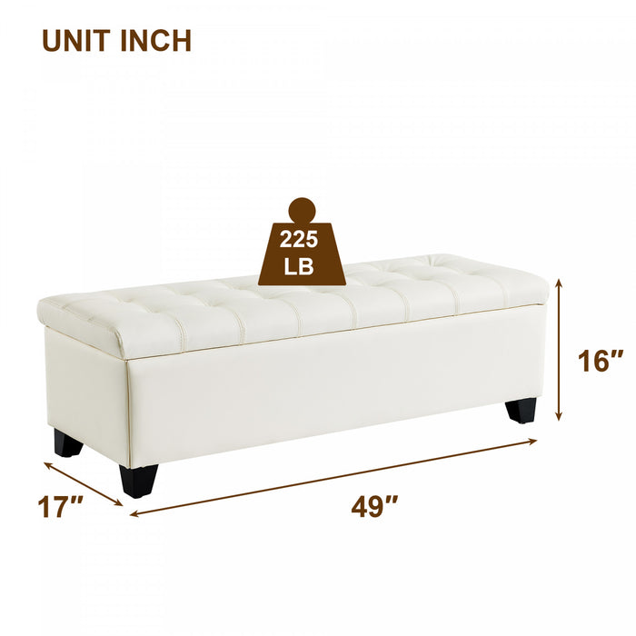 Sophia 48\" Storage Ottoman Bench with Legs End of Bed Bench,Beige