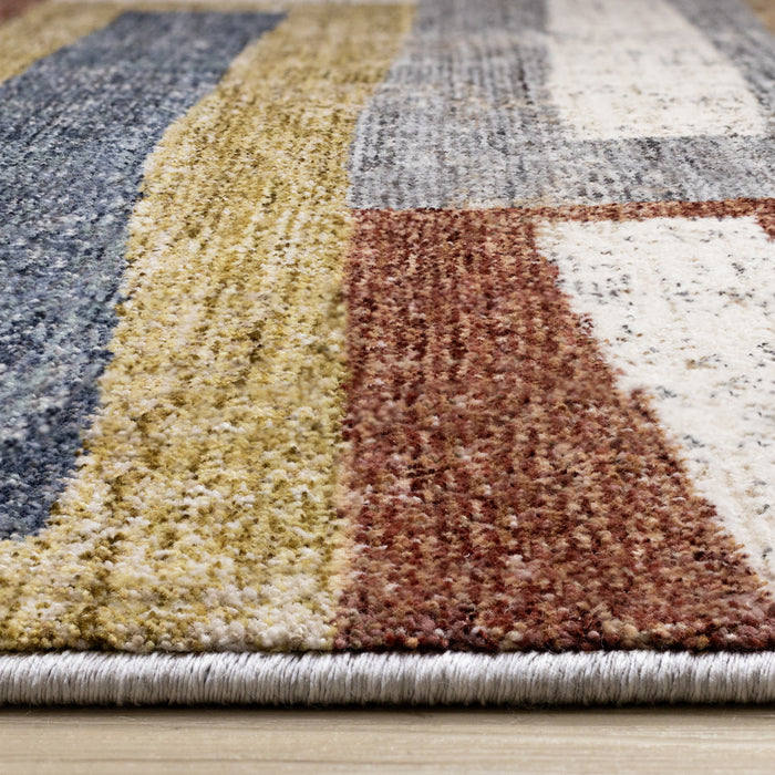 Macey Modern Grey Blue Red Sophisticated Area Rug - 5'3\" x 7'10\"