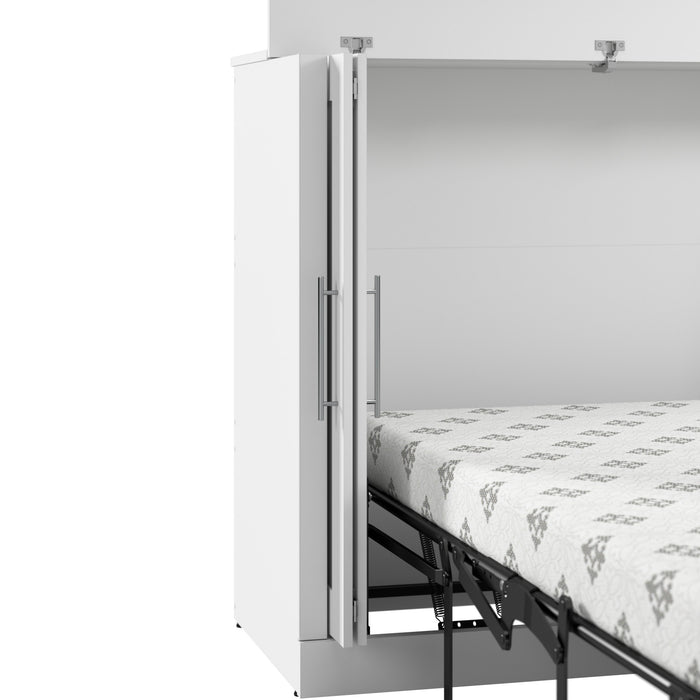 Bestar Nebula 75 W Queen Cabinet Bed with Mattress - White