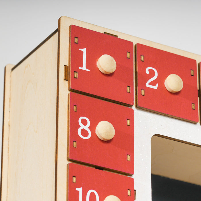 Homcom Christmas Advent Calendar With 24 Countdown Drawers And Led Lights