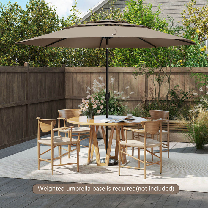 Costway 10 ft 3-tier Vented Patio Umbrella Large Market Table Umbrella Outdoor Sun Shade Brown