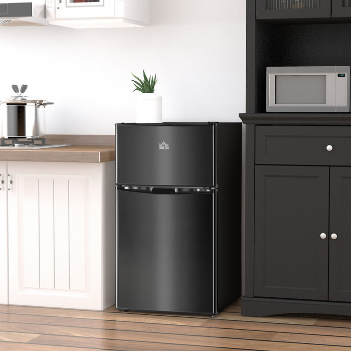 HOMCOM 3.2 Cu Ft Mini Fridge with Freezer Adjustable Shelf Reversible Doors