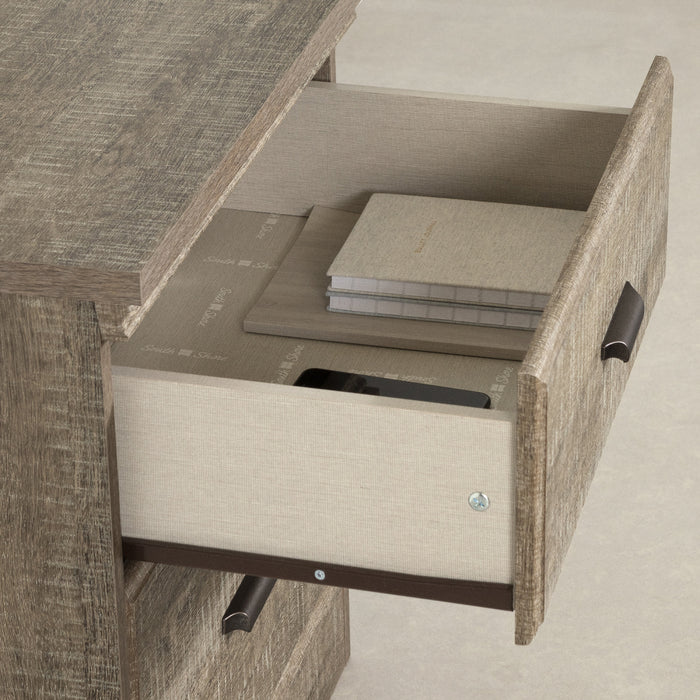 Versa 2-drawer Nightstand - End Table With Storage - Weathered Oak 