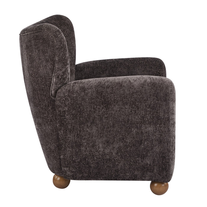 Wingate Cozy Wingback Armchair with Premium Fabric and Solid Wood Legs, Dark Brown, Teak