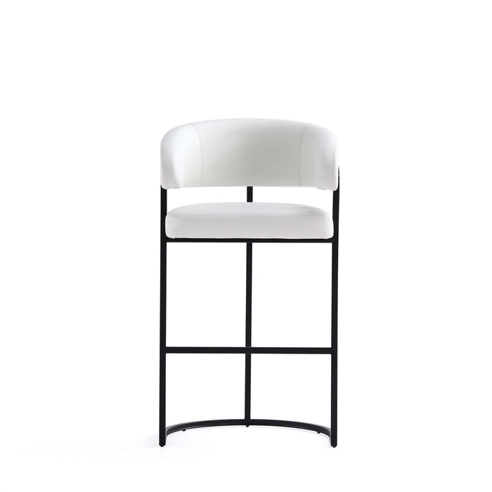Augusta Modern Metal Upholstered Barstool in White