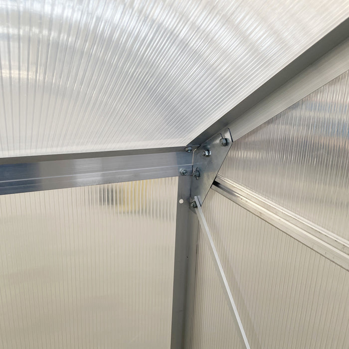 Outsunny 6' X 4' Aluminum Lean-to Greenhouse Polycarbonate Walk-in Garden Greenhouse With Adjustable Roof Vent, Rain Gutter And Sliding Door For Winter, Clear