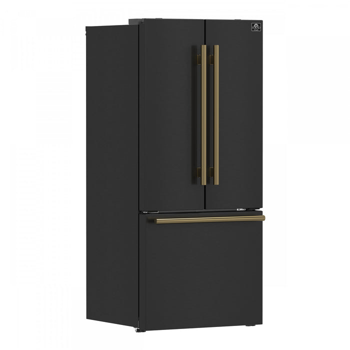 Forno Espresso Gallipoli 30-inch French Door Black Refrigerator, 17.5 cu.ft. - FFFFD1974-31BLK