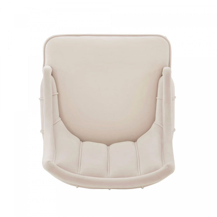 Eda Modern Wood Upholstered Dining Chair in Cream - Set of 2