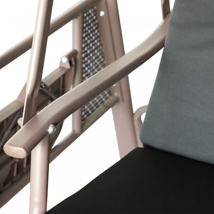 Outsunny 3 Seater Porch Swing Heavy Duty Outdoor Swing Chair Outdoor Lounge Hammock Cushioned Seat W/ Tilt Canopy, Black