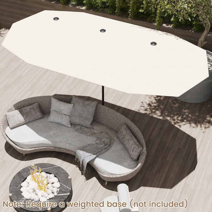 Costway 13 FT Large Patio Umbrella Outdoor Double-Sided Table Market Umbrella for Garden Beige
