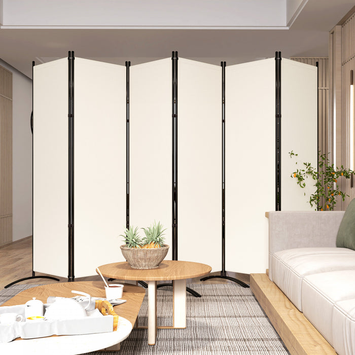 Outsunny 6 Panel Folding Privacy Screen, Uv30+ Room Divider, Beige