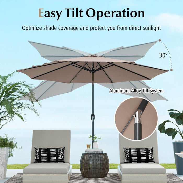 Costway 10ft Patio Umbrella Outdoor W/ 59 LBS Heavy-Duty Round Umbrella Stand