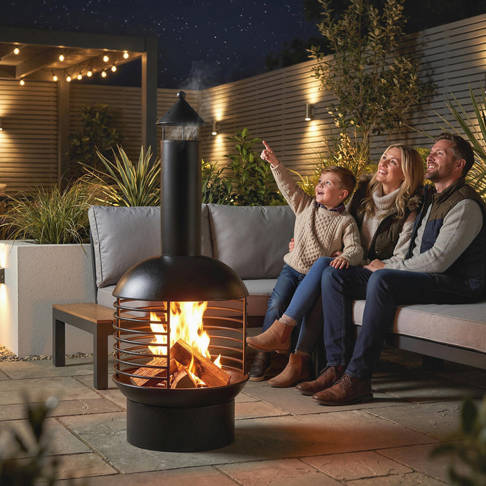Outsunny Outdoor Fire Pit, Portable Wood Burning Firepit with Poker, Black
