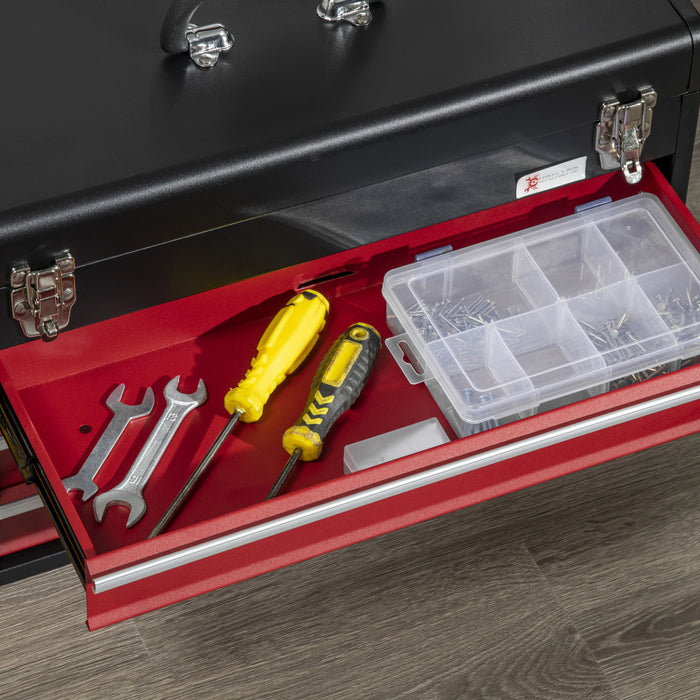 Durhand Metal Tool Box Portable Tool Chest Organizer With Drawers