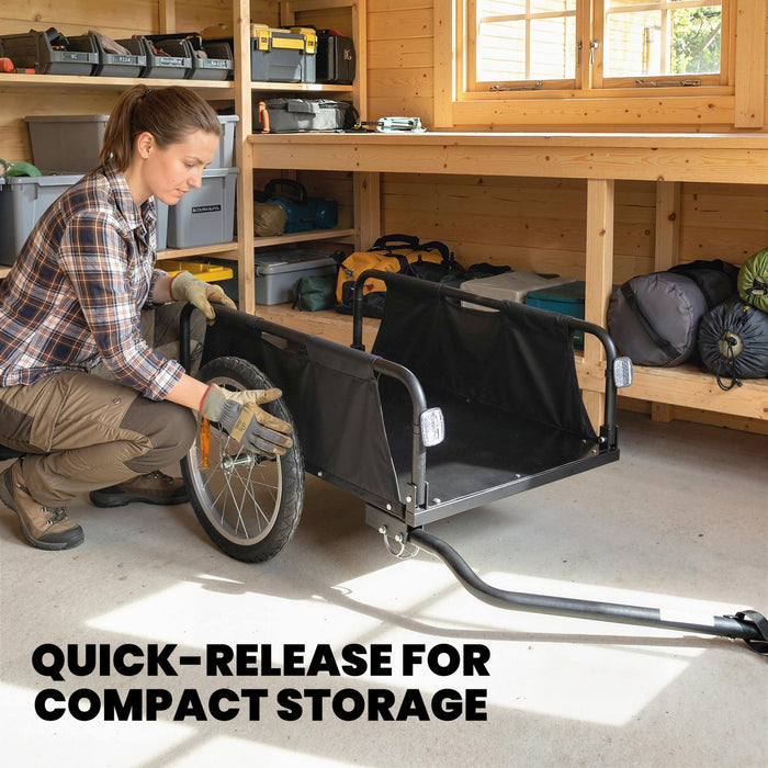 Soozier Bike Cargo Trailer, Bicycle Trailer with Quick Release 16\" Wheels