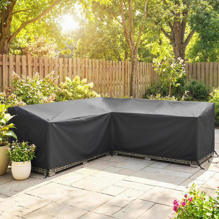 Outsunny V-Shaped Sectional Sofa Cover Waterproof Anti-UV, 85\" x 85\", Black