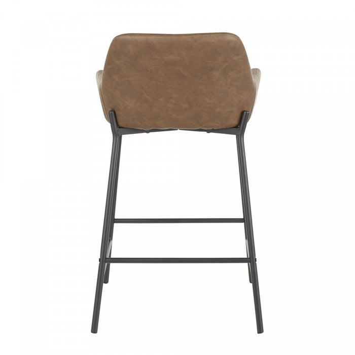 LumiSource Daniella Espresso Faux Leather Industrial Counter-Height Stool - Set of 2