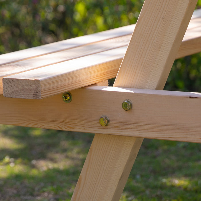 Outsunny Wood Picnic Table Set With Built-in Benches Umbrella Hole Natural