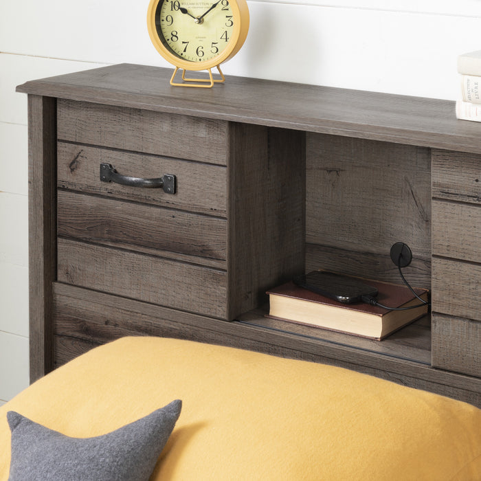 Ulysses Twin Bed And Bookcase Headboard Set - Fall Oak 