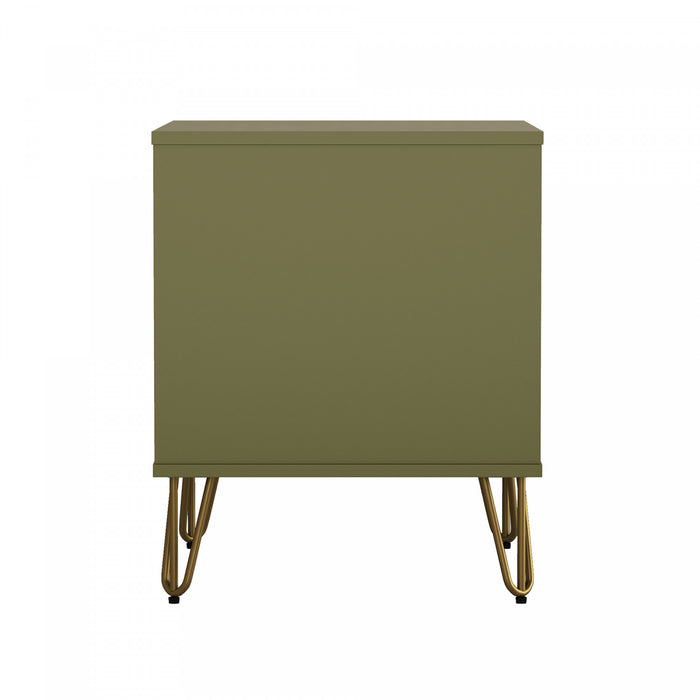 Avira Mid-Century Modern 20\" Nightstand in Olive Green (2-Drawer)