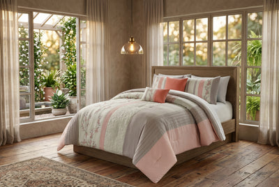 Celina 7-Piece Queen Comforter Set  | Ensemble Douillette Celina 7 Morceaux Grand Lit avec Broderie Florale et Plis