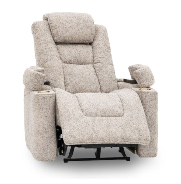 Riley 35.4\" Linen-Look Fabric Power Reclining Chair with Power Headrest – Grey 