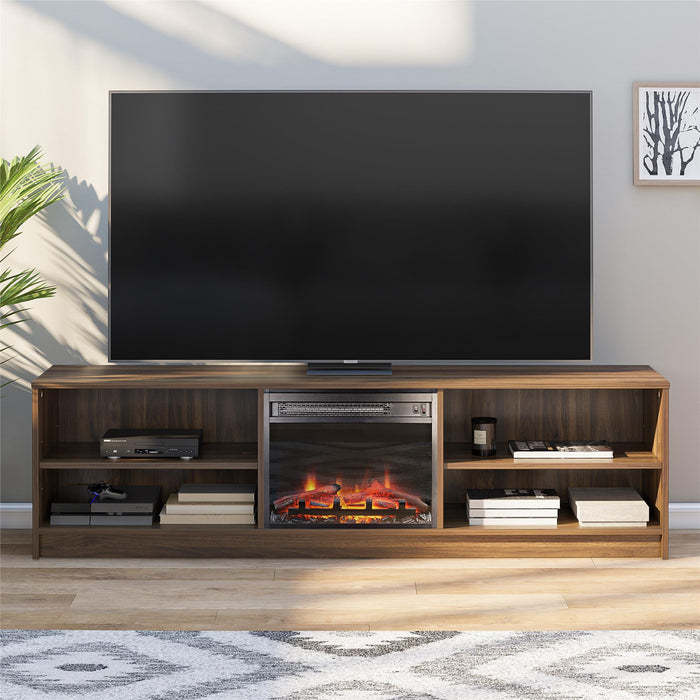 Ameriwood Home Mainstays Electric Fireplace TV Stand for TVs up to 75\" - Walnut