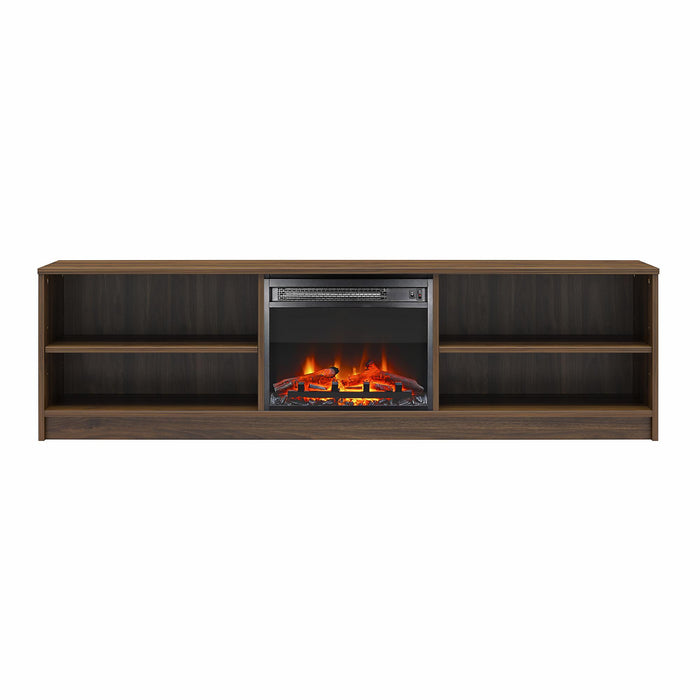 Ameriwood Home Mainstays Electric Fireplace TV Stand for TVs up to 75\" - Walnut