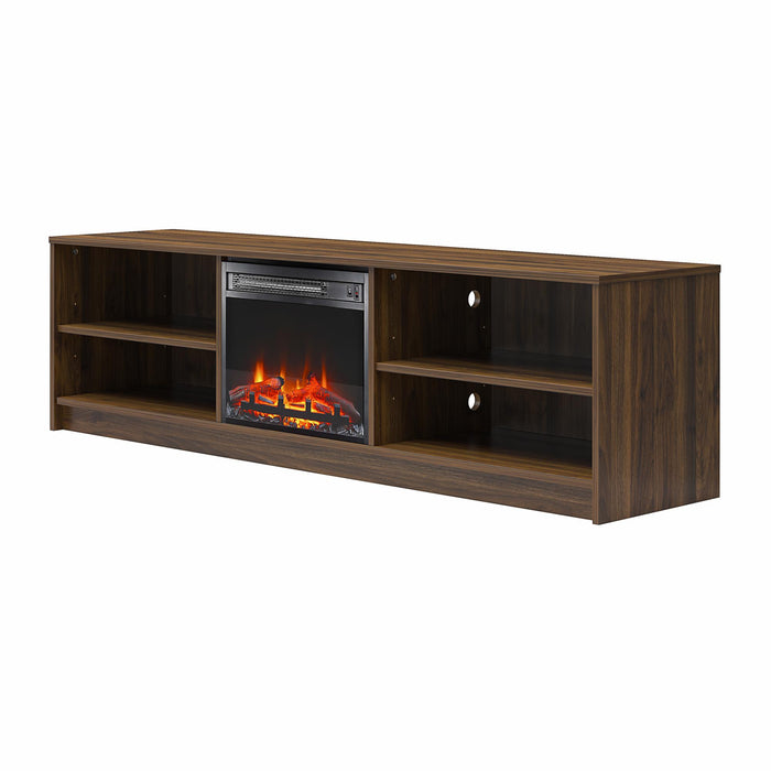 Ameriwood Home Mainstays Electric Fireplace TV Stand for TVs up to 75\" - Walnut