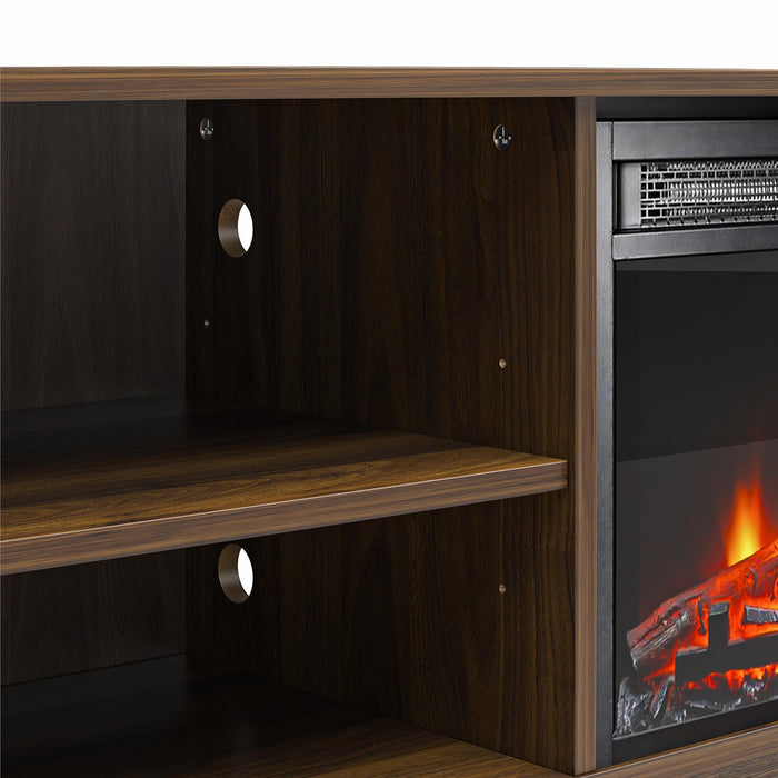 Ameriwood Home Mainstays Electric Fireplace TV Stand for TVs up to 75\" - Walnut