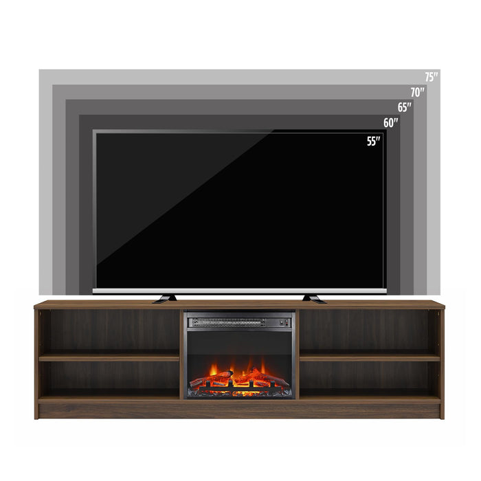 Ameriwood Home Mainstays Electric Fireplace TV Stand for TVs up to 75\" - Walnut