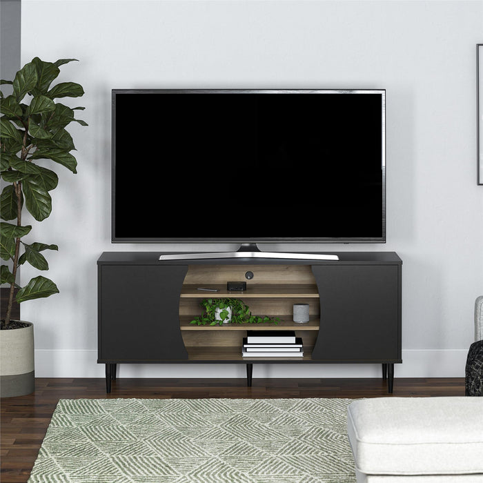 Ameriwood Home Delmar Media Console for TVs up to 65\" - Black and Natural