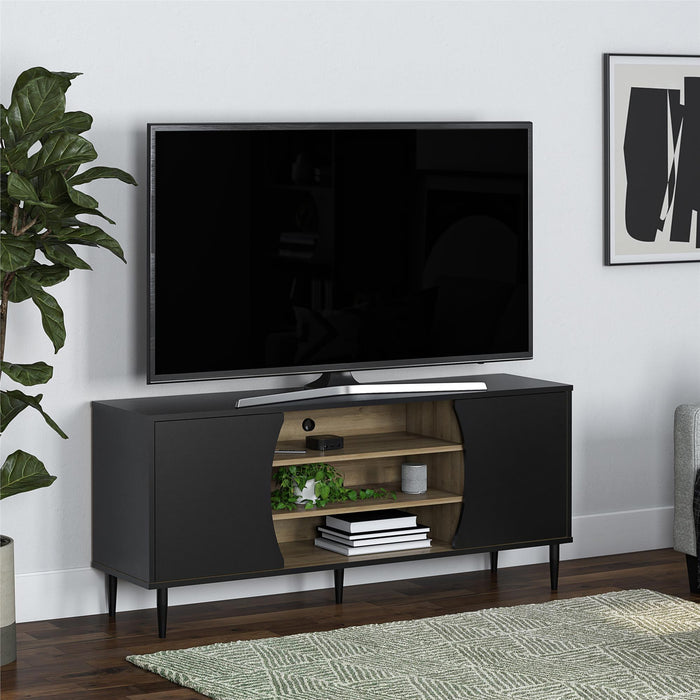 Ameriwood Home Delmar Media Console for TVs up to 65\" - Black and Natural