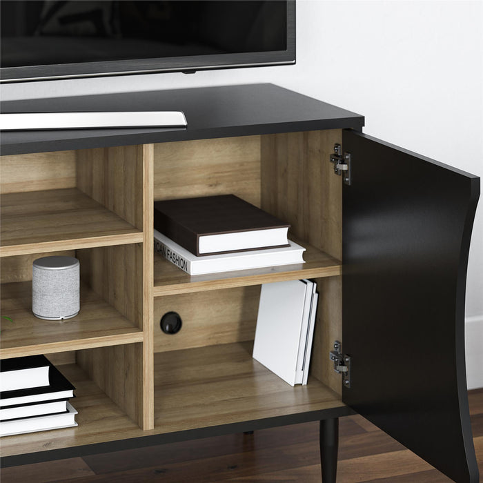 Ameriwood Home Delmar Media Console for TVs up to 65\" - Black and Natural