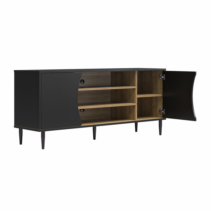 Ameriwood Home Delmar Media Console for TVs up to 65\" - Black and Natural