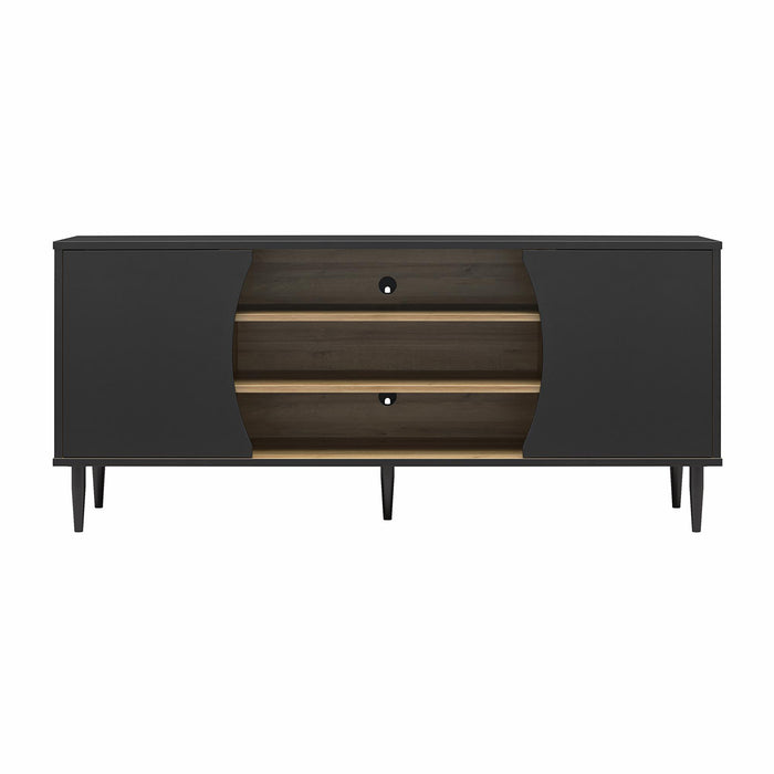 Ameriwood Home Delmar Media Console for TVs up to 65\" - Black and Natural