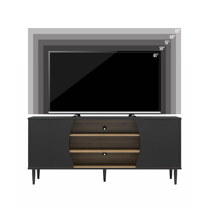 Ameriwood Home Delmar Media Console for TVs up to 65\" - Black and Natural