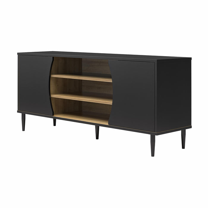 Ameriwood Home Delmar Media Console for TVs up to 65\" - Black and Natural