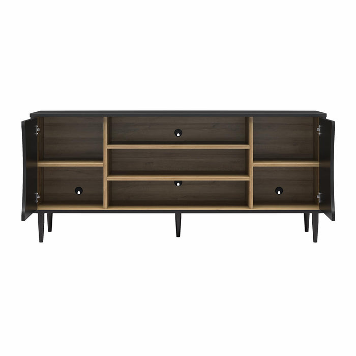 Ameriwood Home Delmar Media Console for TVs up to 65\" - Black and Natural