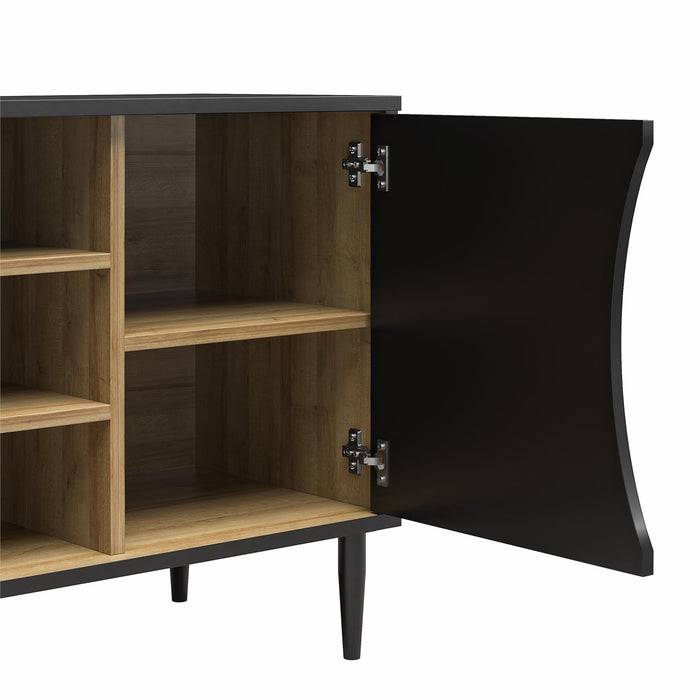 Ameriwood Home Delmar Media Console for TVs up to 65\" - Black and Natural