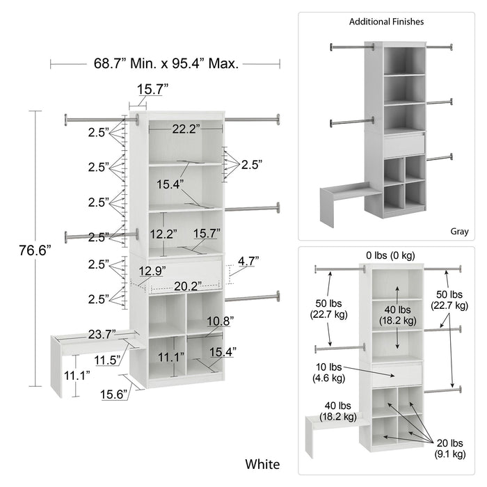 Little Seeds Grow with Me Adjustable Kids Closet Organizer System - Grey