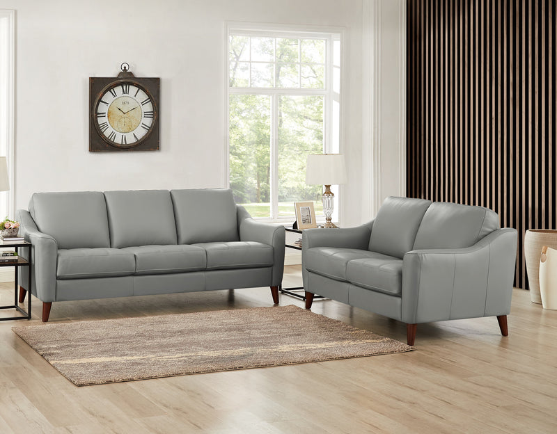 Hydeline Ersa Leather Loveseat - Grey